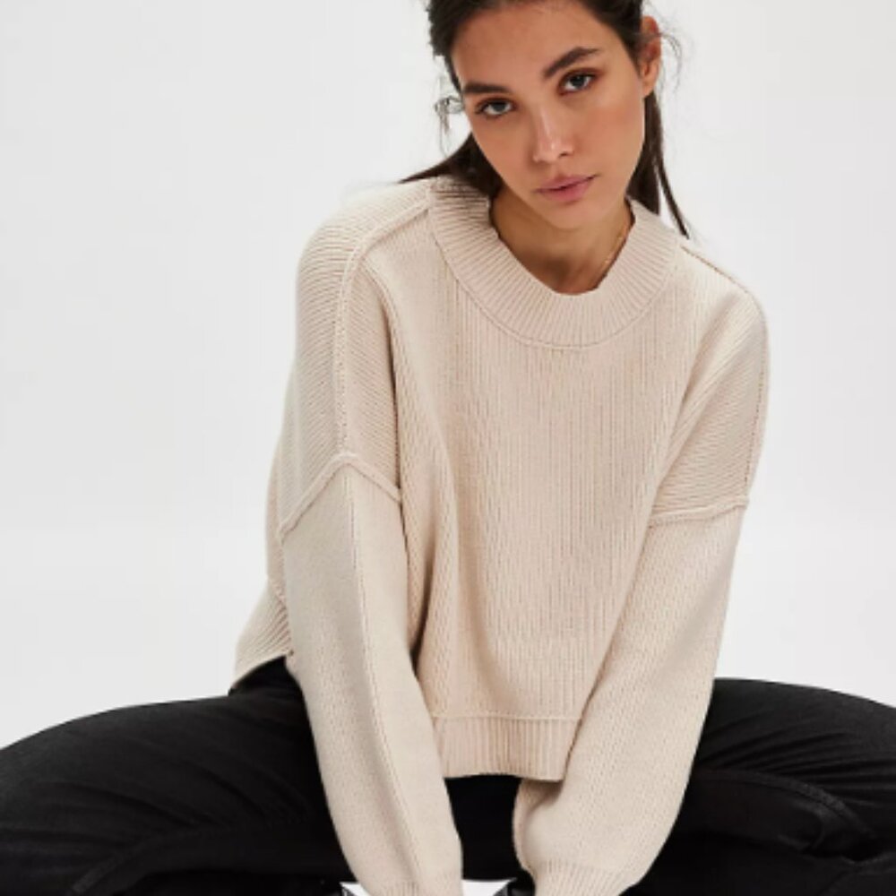 Free People - Easy Street Crop Pullover - Pearl - Size S